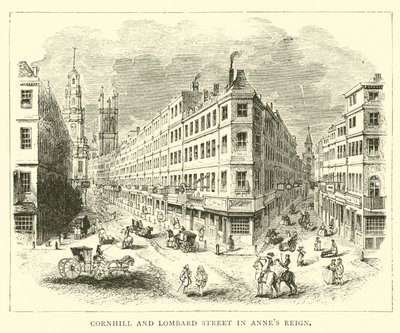 Cornhill y Lombard Street en el reinado de Ana de English School
