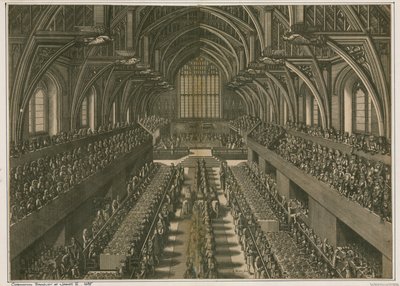Banquete de coronación de Jacobo II, 1685, en Westminster Hall, Londres de English School
