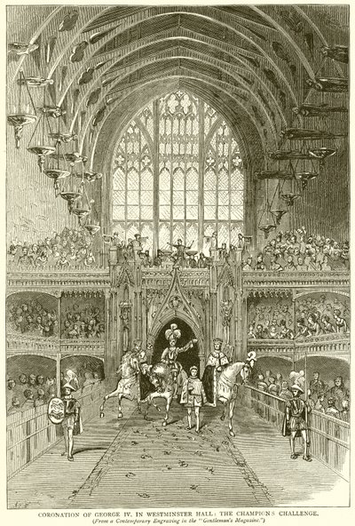 Coronación de Jorge IV en Westminster Hall: El desafío del campeón de English School