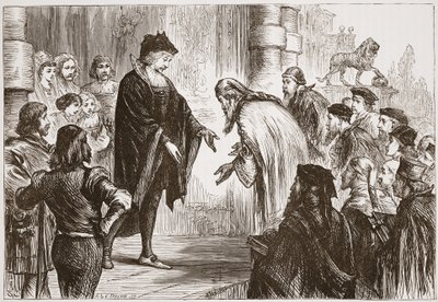 Cosme I recibiendo a sus amigos y clientes, ilustración de La Historia del Protestantismo de James Aitken Wylie, pub. 1878 de English School