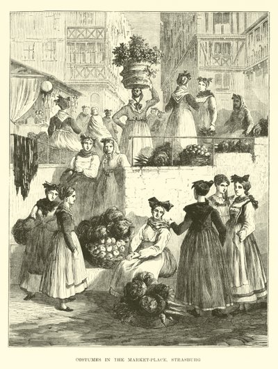 Trajes en la plaza del mercado, Estrasburgo de English School