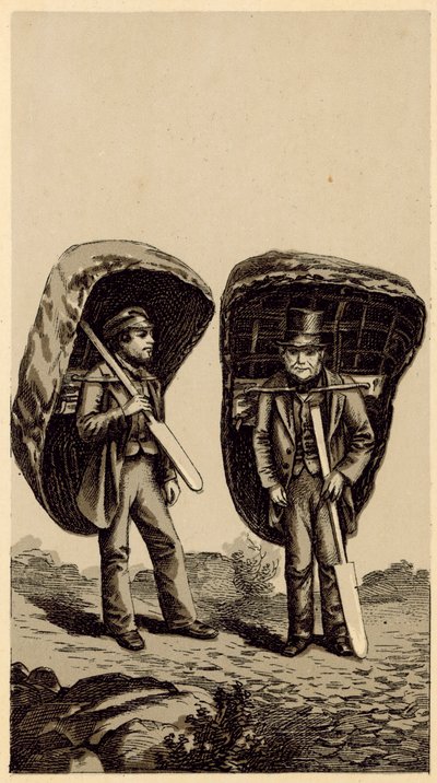Trajes de Gales: pescadores de salmón (lito) de English School