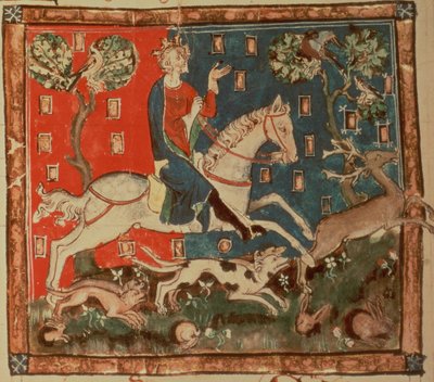 Cott Claud D II f.113 King John cazando, de 