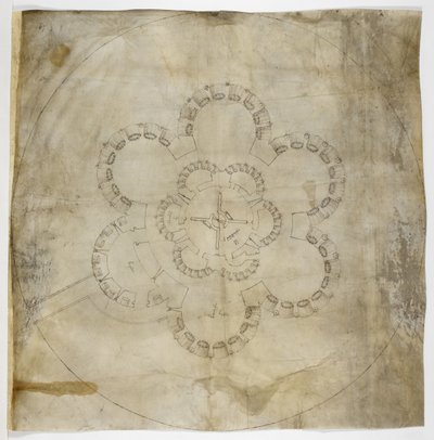 Algodón MS. Augustus I.i.67 Ground Plan of Deal Castle (tinta en pergamino) de English School