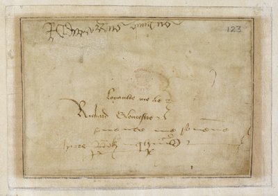 Algodón MS Vespasian F XIII f.123 Firma de Richard "loyalty me lie" junto a la firma de Edward V de English School
