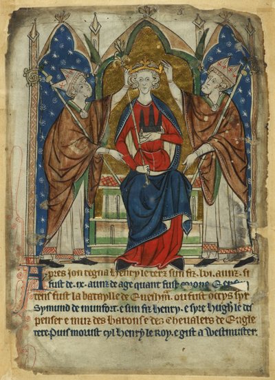 Cotton Vitellius A. XIII, f.6, Coronación de Enrique III, de los 