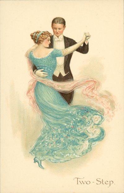 Pareja bailando el paso a dos (cromolito) de English School