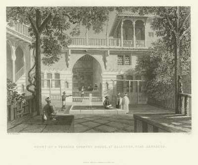 Corte de una casa de campo turca, Salahyeh, cerca de Damasco, 1837 de English School