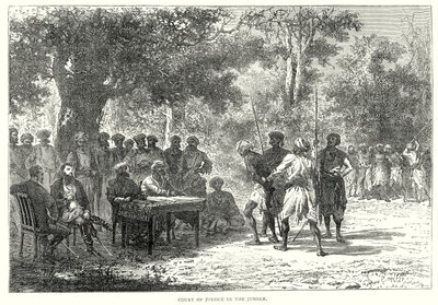 Tribunal de justicia en la jungla (grabado) de English School