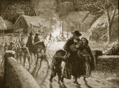 Covenanters desalojando a un clérigo episcopal, ilustración de Cassells Illustrated History of England de English School