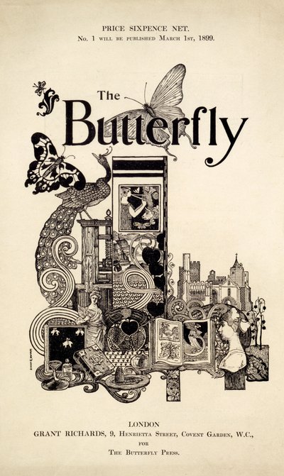 Portada de The Butterfly Magazine, publicada el 1 de marzo de 1899 de English School