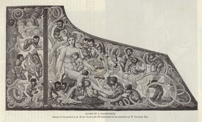 Cubierta de un pianoforte diseñada y pintada por Edward Burne-Jones de English School