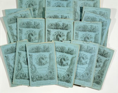 Portadas de las ediciones mensuales de La pequeña Dorrit de Charles Dickens, publicadas c. 1856 de English School