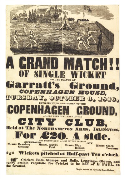 Partido de cricket, 6 de octubre de 1846 de English School