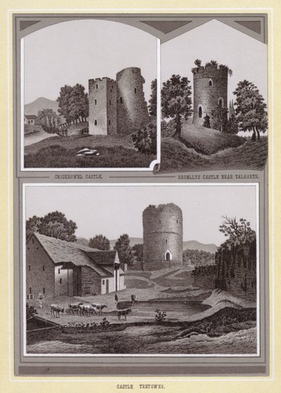 Castillo de Crickhowel; Castillo de Bronllys cerca de Talgarth; Castillo de Tretower de English School