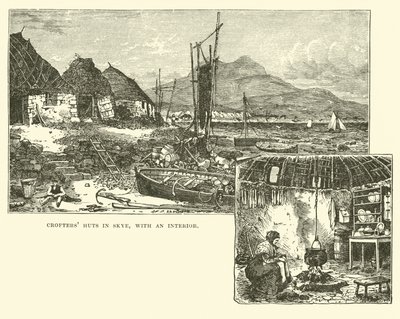 Cabañas de crofters en Skye, con un interior de English School