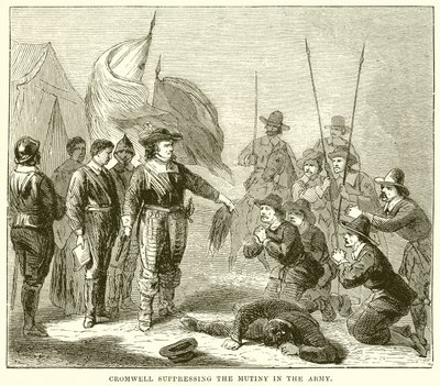 Cromwell suprimiendo el motín en el ejército de English School