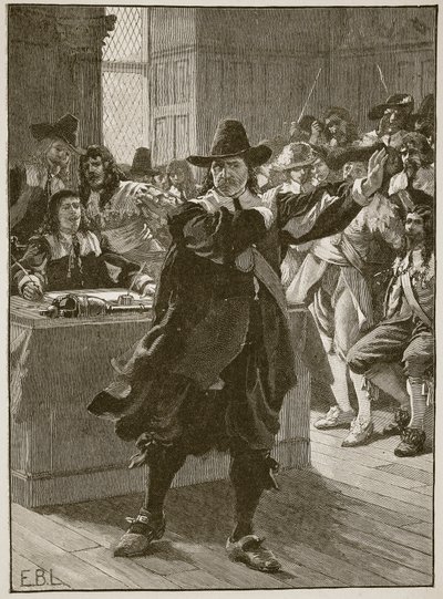 Cromwell dirigiéndose al Parlamento Largo por última vez, ilustración de Cassells Illustrated History of England de English School