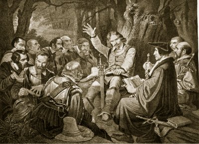 Cromwell antes de la Batalla de Dunbar, 1650, ilustración de la Historia de la Nación Británica de Hutchinson, c.1923 de English School
