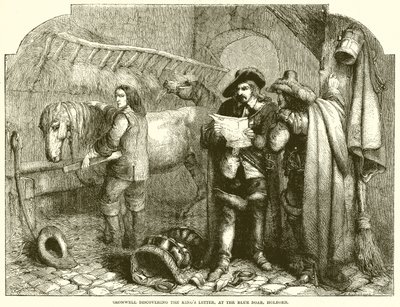 Cromwell descubriendo la carta del rey, en el Blue Boar, Holborn de English School