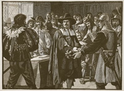 Cromwell disolviendo el Parlamento Largo, ilustración de Cassells Illustrated History of England de English School