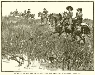 Cromwell en su camino a Londres después de la Batalla de Worcester de English School