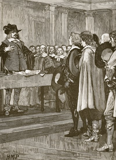 Cromwell rechazando la Corona, ilustración de Cassells Illustrated History of England de English School