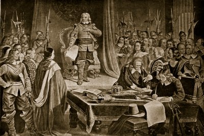 Cromwell rechazando la corona, ilustración de la Historia de la Nación Británica de Hutchinson, c.1923 de English School