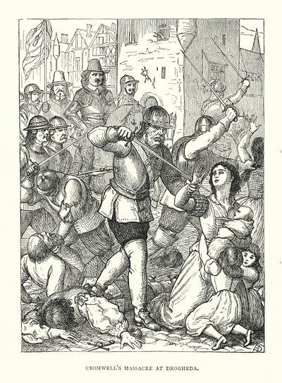 Masacre de Cromwell en Drogheda (grabado) de English School