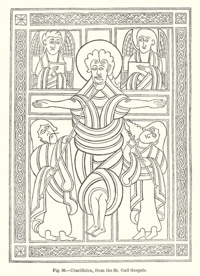 Crucifixión, de los Evangelios de St Gall (grabado) de English School