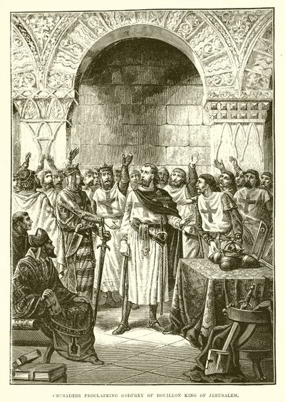 Cruzados proclamando a Godofredo de Bouillon rey de Jerusalén de English School