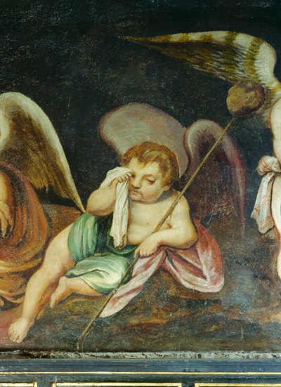 Querubín llorón, detalle del friso del Salón del Cielo (óleo sobre lienzo) de English School