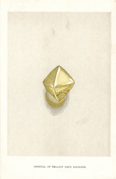 Cristal de Yellow Cape Diamond, de "Precious Stones and Gems" de Edwin Streeter, Londres, George Bell & Sons de English School