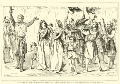 Costumbres del siglo XIII, la solemne y festiva procesión de la Grulla de English School