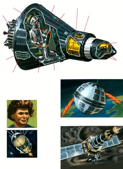 Corte transversal de la nave espacial Mercury de English School