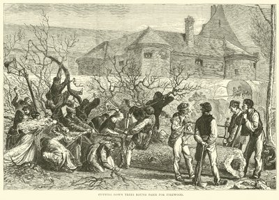 Cortando árboles alrededor de París para leña, octubre de 1870 de English School