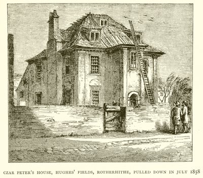 Casa del Zar Pedro, Hughes Fields, Rotherhithe, demolida en julio de 1858 de English School