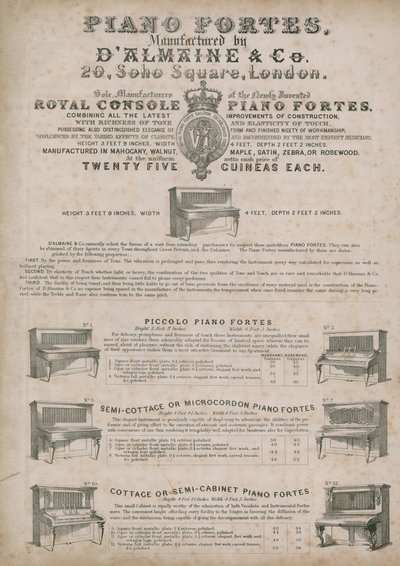Fabricantes de pianos DAlmains, Soho Square de English School