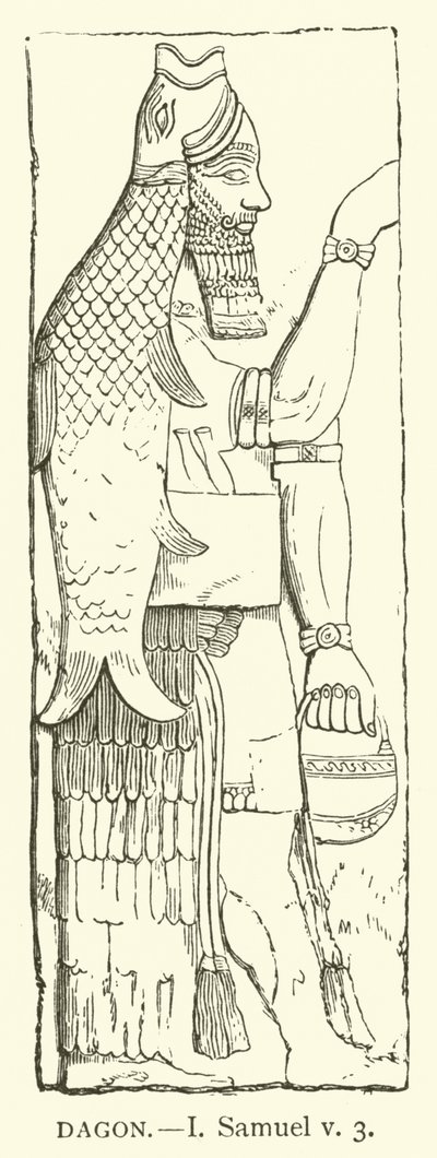 Dagón, I, Samuel, v, 3 (grabado) de English School