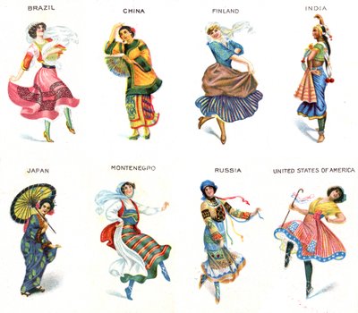 Bailarines del mundo, tarjetas de cigarrillos, 1915 de English School