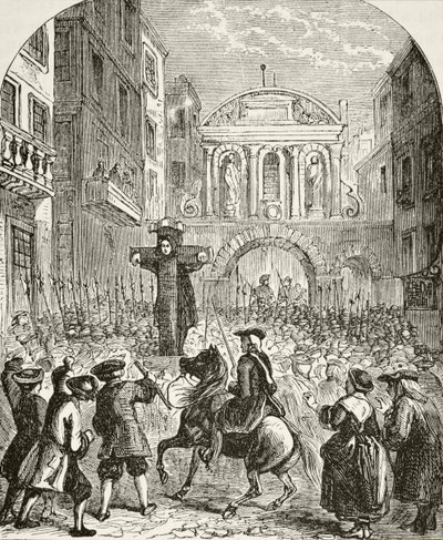 Daniel Defoe en la picota en el Temple Bar, de 