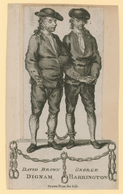David Brown Dignam y George Barrington, dibujados del natural de English School