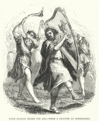 David bailando ante el Arca, de una pintura de Domenichino (grabado) de English School