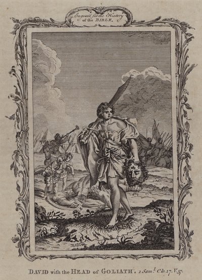 David con la cabeza de Goliat (grabado) de English School