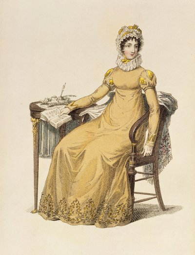 Vestido de día, lámina de moda de Ackermanns Repository of Arts de English School