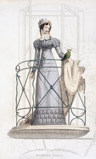 Vestido de día, lámina de moda de Ackermanns Repository of Arts de English School