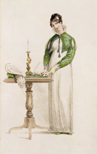 Vestido de día, lámina de moda de Ackermanns Repository of Arts de English School