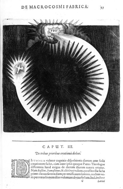 De tribus prioribus creationis diebus, de Utriusque Cosmi Historia de Robert Fludd, 1617-19 de English School