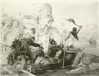 La muerte de Barbarroja (grabado) de English School