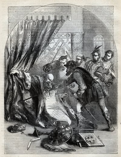 Muerte del Cardenal Beaton, 29 de mayo de 1546 - Cardenal David Beaton (c1494-1546), Arzobispo de St. Andrews, asesinado durante la Reforma Escocesa - grabado de “Historia de Inglaterra” por Cassell Petter & Galpin, Londres (1890) de English School